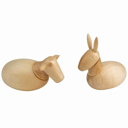 Nativity Wooden Ox and Donkey Figures Two Piece Set | 2.5cm – Christmas ornament by Seiffener Volkskunst eG