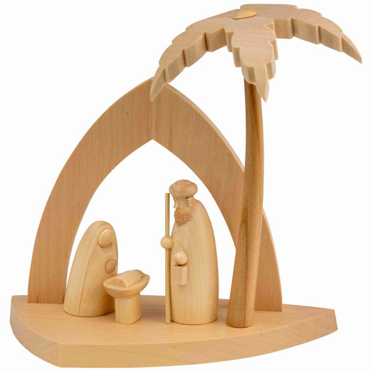 Nativity Holy Family and Palm Tree Figure | 14cm – Christmas ornament by Seiffener Volkskunst eG