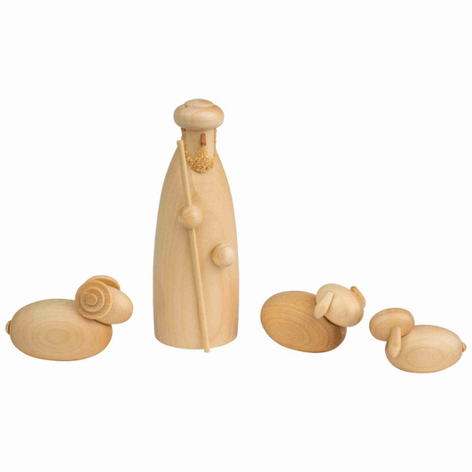 Nativity Standing Shepherd with Sheep Figures Four Piece Set | 4.8 Inches – Christmas ornament by Seiffener Volkskunst eG