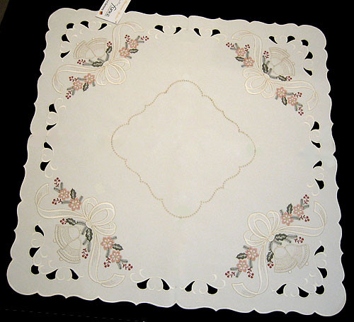 German Holiday Bells Christmas Table Topper – German handcrafted gift by Funke Stickerei GmbH