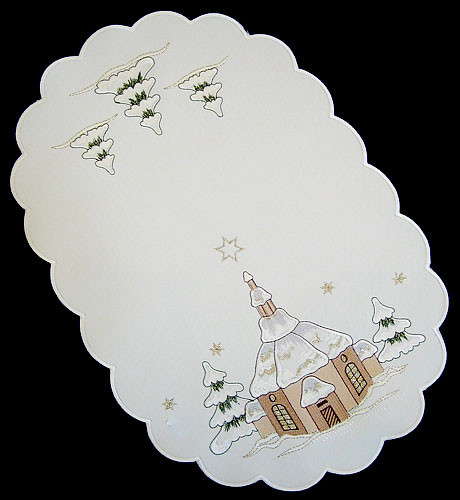 German Village Church Christmas Table Topper 30 – German handcrafted gift by Funke Stickerei GmbH