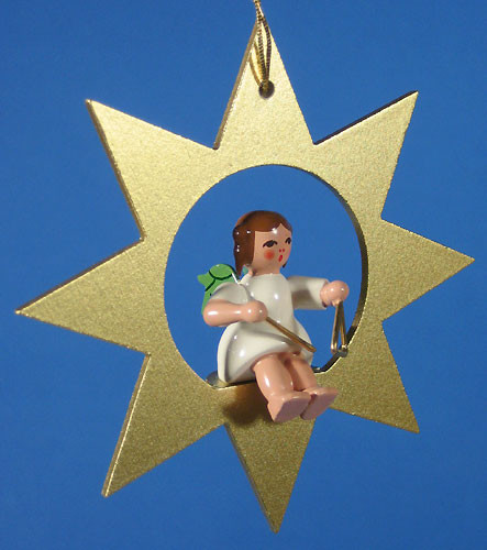 Gold Star Angel Triangle Christmas German Ornament – Christmas ornament by Richard Glaesser