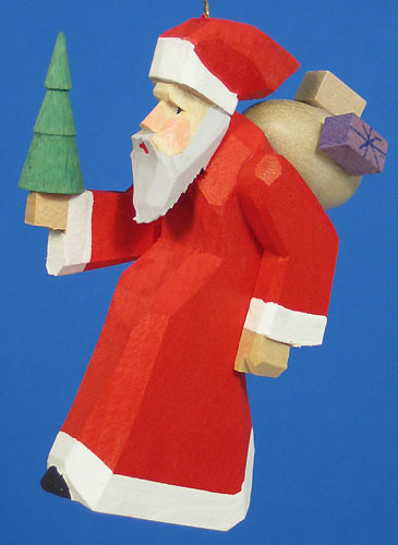 Hand Carved Santa German Ornament – detail view of the Christmas ornament