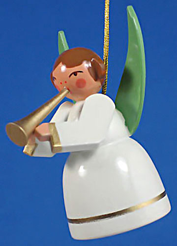 German Ornament White Angel Trumpet – alternate view of the Christmas ornament