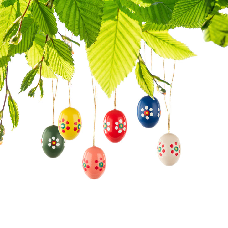 Six Colorful Blooming Eggs German Ornaments – alternate view of the Christmas ornament