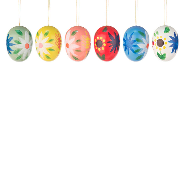 Six Colorful Gala Eggs German Ornaments – alternate view of the Christmas ornament