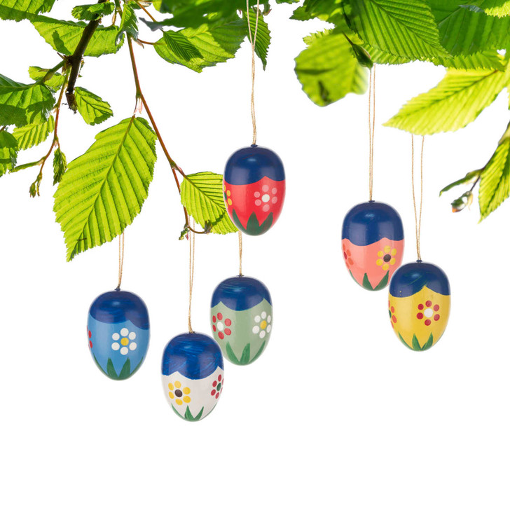 Six Colorful Meadows Eggs German Ornaments – alternate view of the Christmas ornament