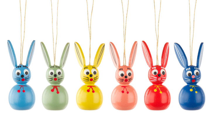 Six Colorful Rabbits German Ornament – Christmas ornament by Tobias Heidenreich