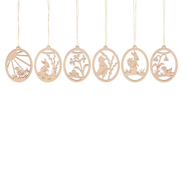 Six Spring Scene Egg Frame German Ornaments – Christmas ornament by Gabriele Gunther e. Kfr