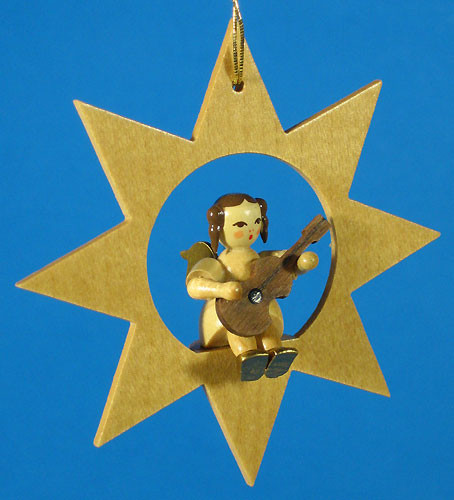 Star Angel Guitar Christmas German Ornament – alternate view of the Christmas ornament