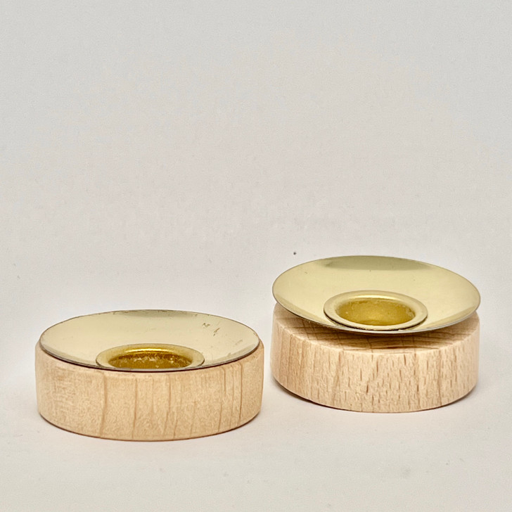 Wood Brass Tealight Medium 14mm Candle Cup Insert – alternate view of the wooden candleholder