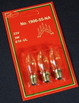 E10 Bulbs 3W - For Lower Candle Arch - Pack of 3 Bulbs – detail view of the Christmas light arch