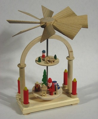 Miniature 2 Level - Santa Workshop German Pyramid | Warm Air Pyramid – alternate view of the Christmas pyramid