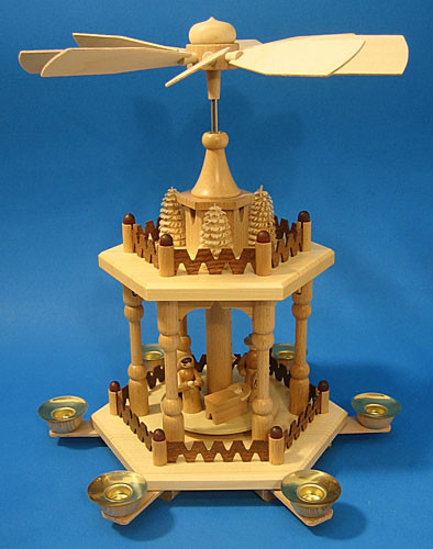 Natural Tree Nativity Pyramid 2 Level – alternate view of the Christmas pyramid