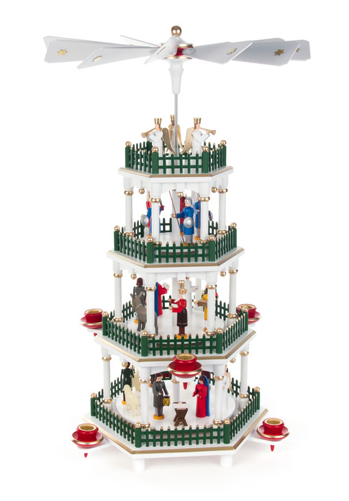 Painted Christmas German Pyramid Angels - 4 Level – Christmas pyramid by Volker & Heiko Flath