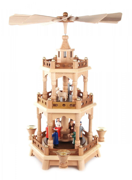 Christmas German Pyramid Colorful Figures 3 Level – Christmas pyramid by Frank Weber
