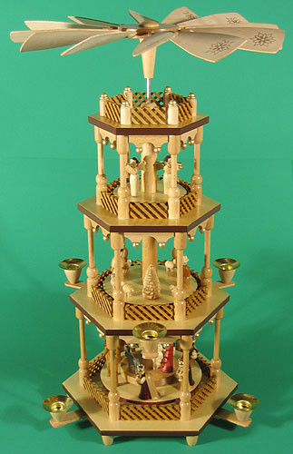 Natural Nativity Rotating Angels German Pyramid 4 Level – alternate view of the Christmas pyramid
