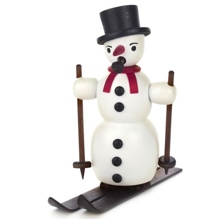 Miniature Snowman Skis German Smoker Red – German Christmas smoker by Joachim und Walter Neumann