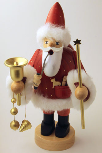 Santa Holding a Bell and Star German Smoker – detail view of the German Christmas smoker