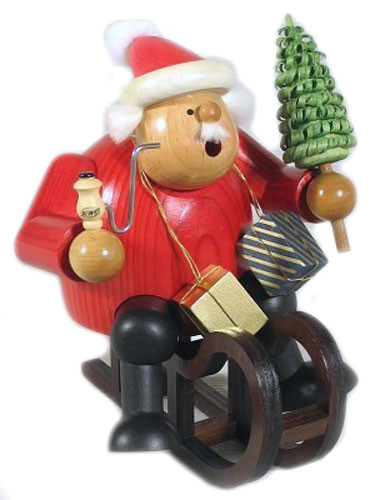 Santa Riding a Sled German Smoker – detail view of the German Christmas smoker