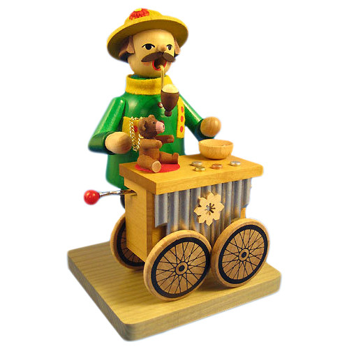 Street Box Organ Musician Incense Smoker | 6.7 Inches Tall – alternate view of the German Christmas smoker