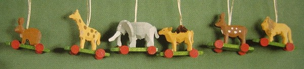 Six Wild Animals Wheels German Ornaments – alternate view of the Christmas ornament