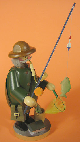 Fishing Angler German Incense Smoker – detail view of the German Christmas smoker