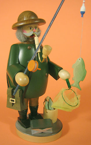 Fishing Angler German Incense Smoker – side view of the German Christmas smoker