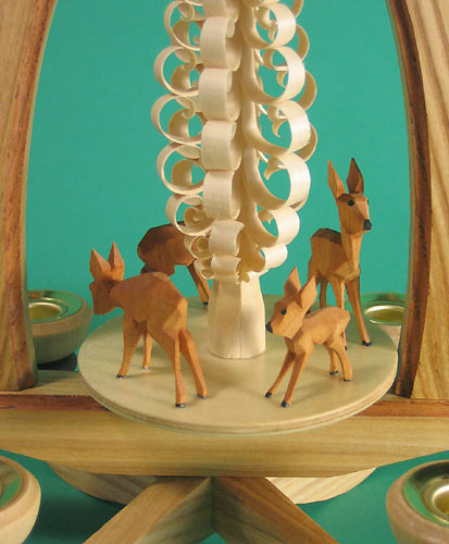 Grazing Deer German Pyramid – detail view of the Christmas pyramid