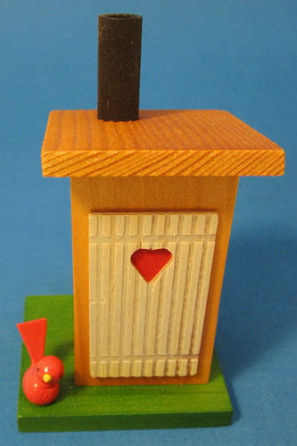 Miniature Little Outhouse Smoker | 3.5 Inches Tall – side view of the German Christmas smoker