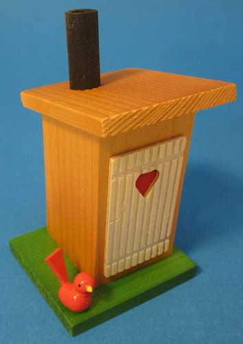 Miniature Little Outhouse Smoker | 3.5 Inches Tall – detail view of the German Christmas smoker