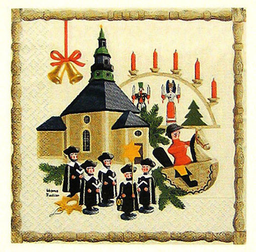 Seiffen Church Carolers German Napkins – alternate view of the German handcrafted gift