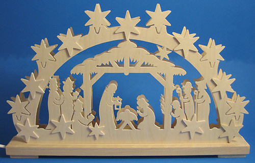 Star Nativity German Schwibbogen Arch – side view of the Christmas light arch