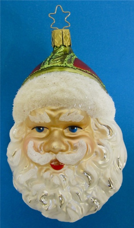 Santa Smiling Glass Christmas Ornament