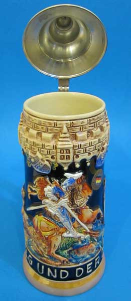 St George German Beer Stein Tan – German handcrafted gift by King Werk