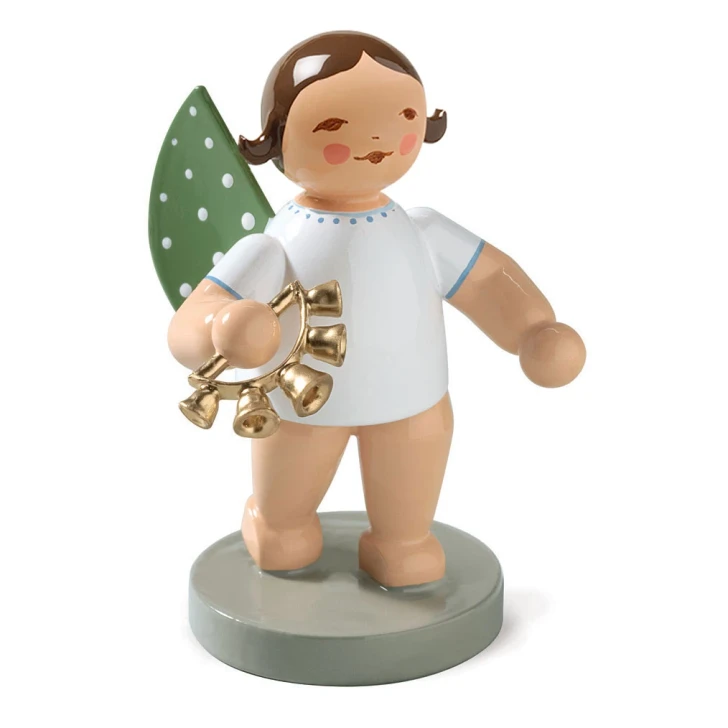 WENDT & KÜHN Brunette Angel Bell Wreath Figurine Standing – Christmas Figurine