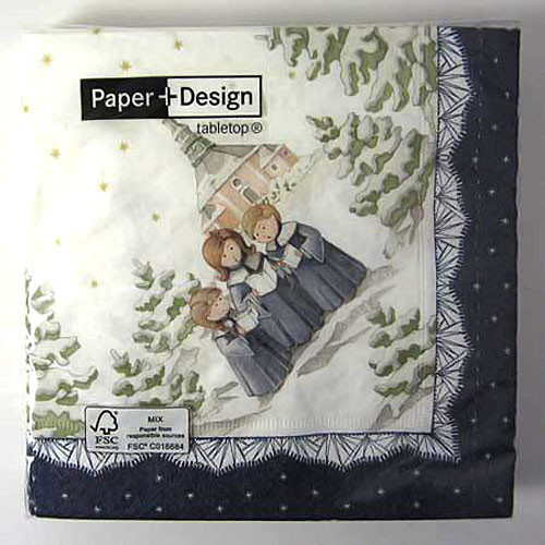 Three Choir Children German Paper Napkins / 670 – alternate view of the German handcrafted gift