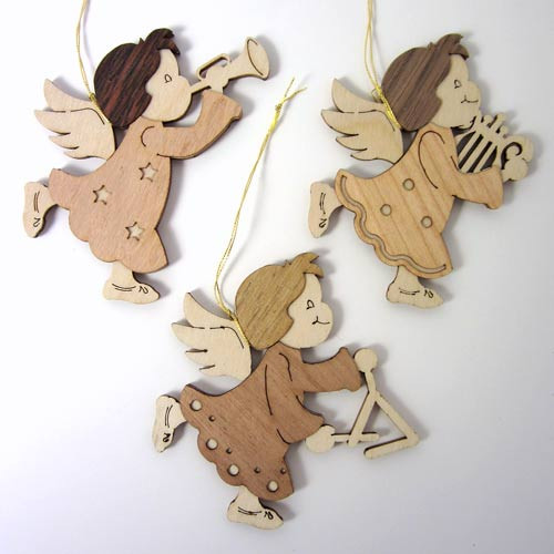 Wooden German Christmas Angel Ornaments - Set of 3 – alternate view of the Christmas ornament