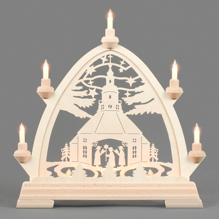 Christmas German Scene Schwibbogen Arch – alternate view of the Christmas light arch