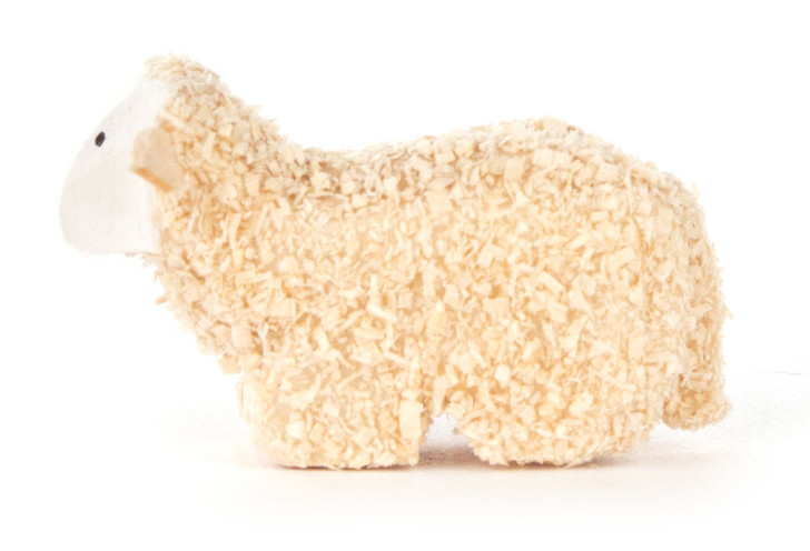 Laying Wooden Sheep German Lamb Figurine Hand Carved – alternate view of the Christmas ornament