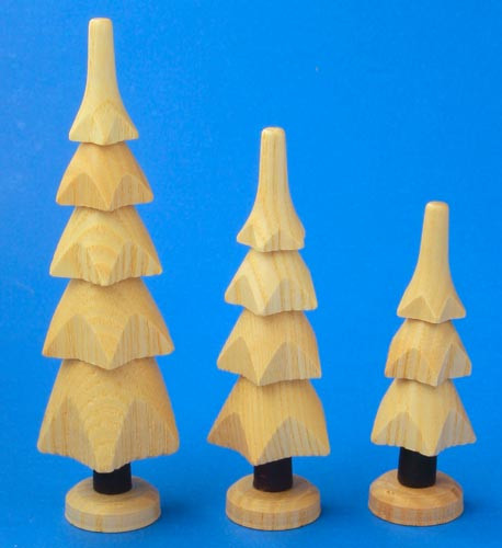 Wooden German Natural Trees Set of Three – alternate view of the Christmas ornament