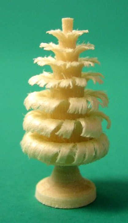 Wooden Tree German Natural Shaved Carved Trunk Stand Figurine – detail view of the Christmas ornament