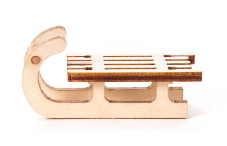 Wooden German Figurine Two Tone Sled – Christmas ornament by Dieter Dost Erzgeb. Holzartikel