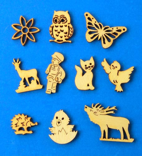 German Figurine Wooden MINI Set 10 Tiny Cut Outs 10B – Christmas ornament by Dieter Dost Erzgeb. Holzartikel