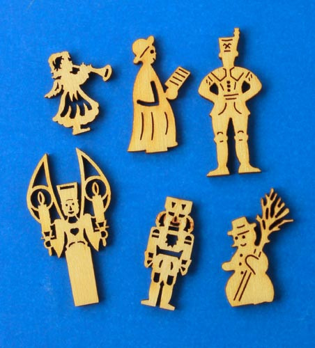 German Figurine Wooden MINI Set 6 Tiny Cut Outs WA – Christmas ornament by Dieter Dost Erzgeb. Holzartikel