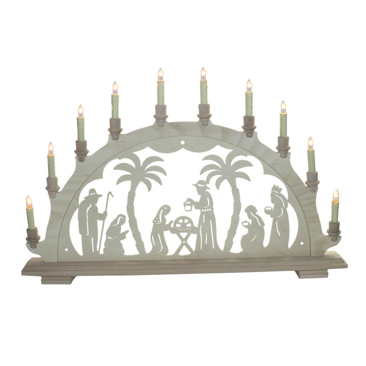 Christmas German Electric Nativity Schwibbogen Arch – alternate view of the Christmas light arch