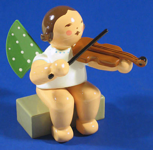 WENDT & KÜHN Brunette Angel Viola Figurine Sitting – alternate view of the Christmas ornament