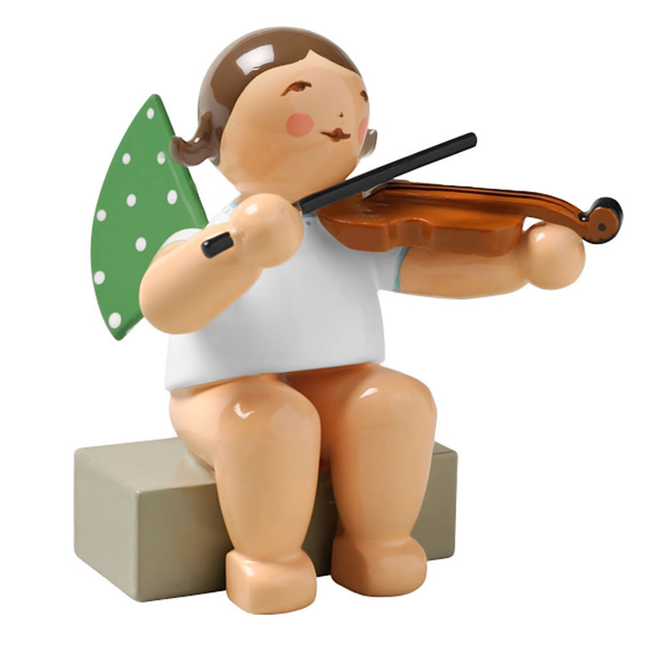 WENDT & KÜHN Brunette Angel Viola Figurine Sitting – Christmas ornament