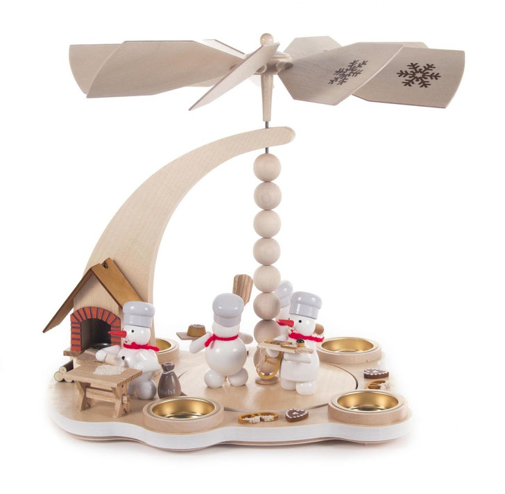 Snowmen Bakers with Christmas Cookies German Tea Light Pyramid – Christmas pyramid by Ralf Zenker