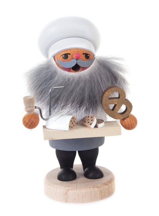 Baker Gnome with Pretzel Incense Smoker | 5.5 Inches Tall – German Christmas smoker by Jens-Uwe Werner